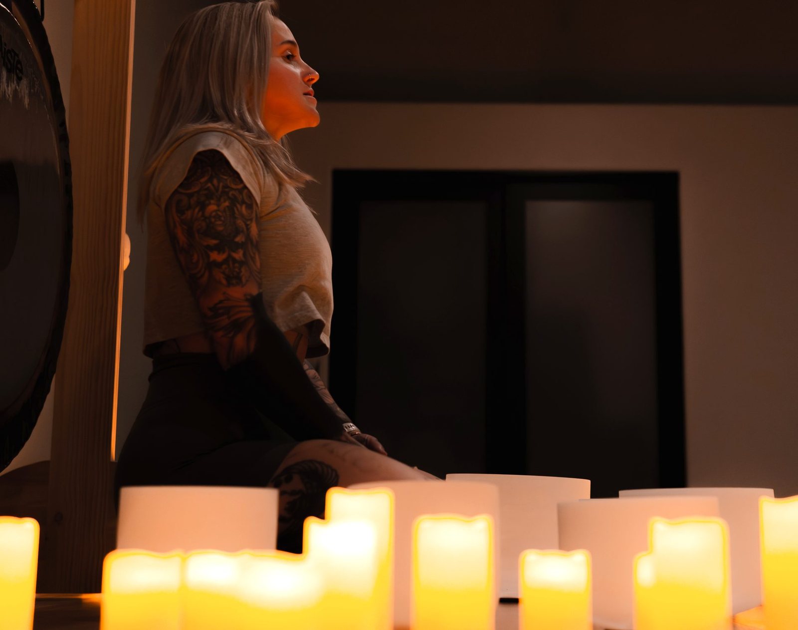 A candlelit sound healing session at Gaya's Tree Yoga